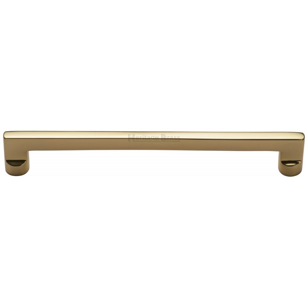 This is an image of a Heritage Brass - Cabinet Pull Apollo Design 203mm CTC Polished Brass Finish, c0345-203-pb that is available to order from T.H Wiggans Ironmongery in Kendal.