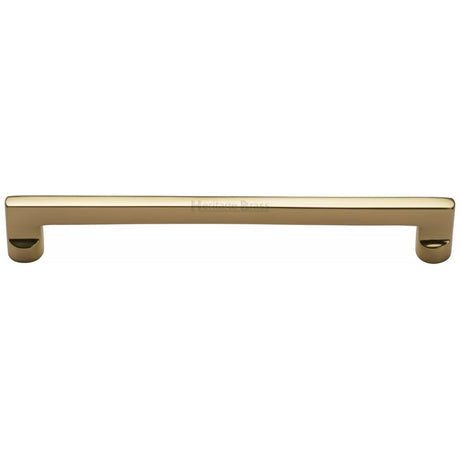 This is an image of a Heritage Brass - Cabinet Pull Apollo Design 203mm CTC Polished Brass Finish, c0345-203-pb that is available to order from T.H Wiggans Ironmongery in Kendal.