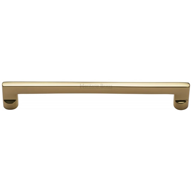 This is an image of a Heritage Brass - Cabinet Pull Apollo Design 203mm CTC Polished Brass Finish, c0345-203-pb that is available to order from T.H Wiggans Ironmongery in Kendal.