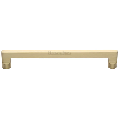 This is an image of a Heritage Brass - Cabinet Pull Apollo Design 203mm CTC Satin Brass Finish, c0345-203-sb that is available to order from T.H Wiggans Ironmongery in Kendal.