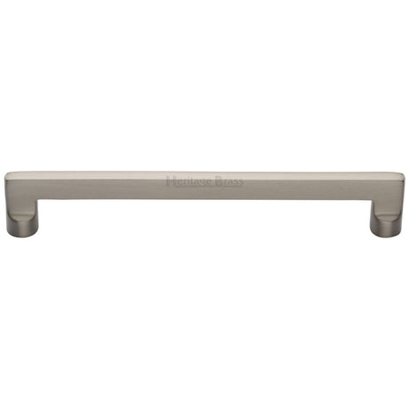 This is an image of a Heritage Brass - Cabinet Pull Apollo Design 203mm CTC Satin Nickel Finish, c0345-203-sn that is available to order from T.H Wiggans Ironmongery in Kendal.