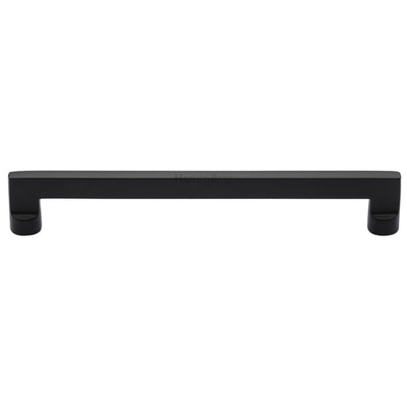 This is an image of a Heritage Brass - Cabinet Pull Apollo Design 256mm CTC Matt Black Finish, c0345-256-bkmt that is available to order from T.H Wiggans Ironmongery in Kendal.
