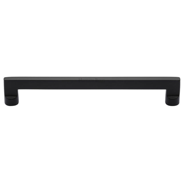 This is an image of a Heritage Brass - Cabinet Pull Apollo Design 256mm CTC Matt Black Finish, c0345-256-bkmt that is available to order from T.H Wiggans Ironmongery in Kendal.