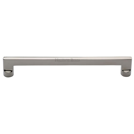 This is an image of a Heritage Brass - Cabinet Pull Apollo Design 256mm CTC Polished Nickel Finish, c0345-256-pnf that is available to order from T.H Wiggans Ironmongery in Kendal.
