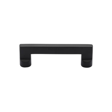 This is an image of a Heritage Brass - Cabinet Pull Apollo Design 96mm CTC Matt Black Finish, c0345-96-bkmt that is available to order from T.H Wiggans Ironmongery in Kendal.