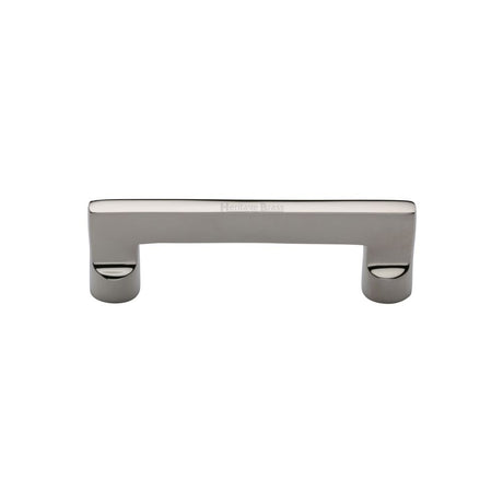 This is an image of a Heritage Brass - Cabinet Pull Apollo Design 96mm CTC Polished Nickel Finish, c0345-96-pnf that is available to order from T.H Wiggans Ironmongery in Kendal.