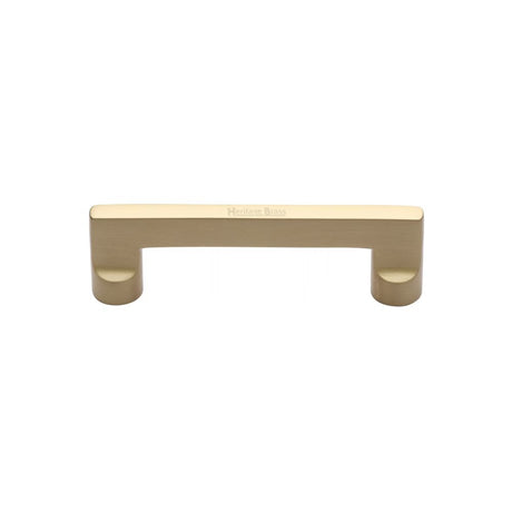This is an image of a Heritage Brass - Cabinet Pull Apollo Design 96mm CTC Satin Brass Finish, c0345-96-sb that is available to order from T.H Wiggans Ironmongery in Kendal.