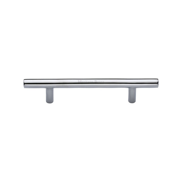 This is an image of a Heritage Brass - Cabinet Pull T-Bar Design 101mm CTC Polished Chrome Finish, c0361-101-pc that is available to order from T.H Wiggans Ironmongery in Kendal.