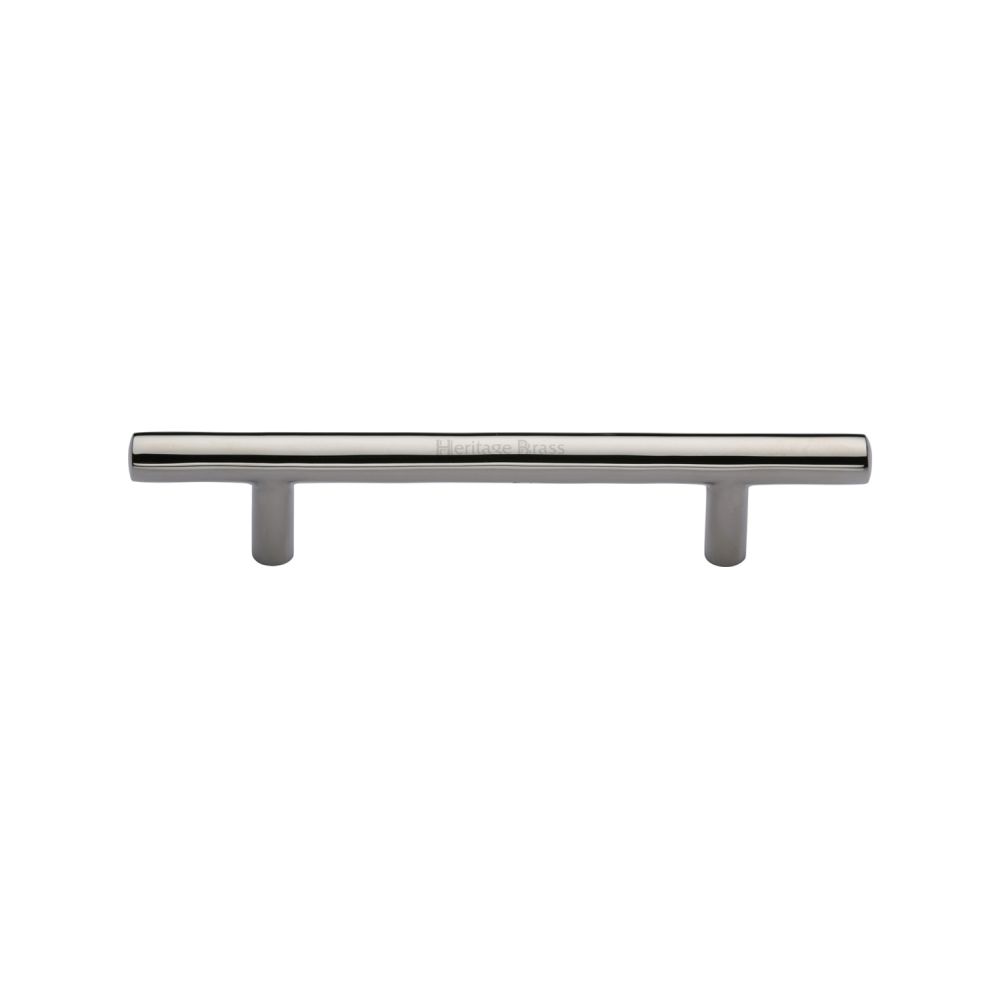 This is an image of a Heritage Brass - Cabinet Pull T-Bar Design 101mm CTC Polished Nickel Finish, c0361-101-pnf that is available to order from T.H Wiggans Ironmongery in Kendal.