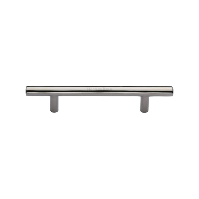 This is an image of a Heritage Brass - Cabinet Pull T-Bar Design 101mm CTC Polished Nickel Finish, c0361-101-pnf that is available to order from T.H Wiggans Ironmongery in Kendal.