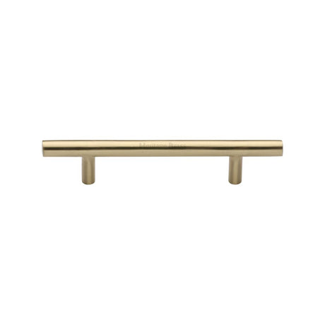 This is an image of a Heritage Brass - Cabinet Pull T-Bar Design 101mm CTC Satin Brass Finish, c0361-101-sb that is available to order from T.H Wiggans Ironmongery in Kendal.