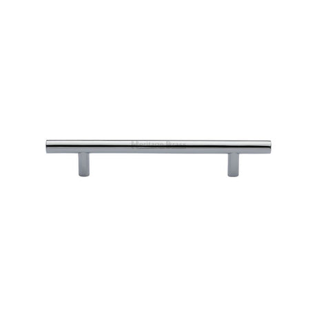 This is an image of a Heritage Brass - Cabinet Pull T-Bar Design 128mm CTC Polished Chrome Finish, c0361-128-pc that is available to order from T.H Wiggans Ironmongery in Kendal.