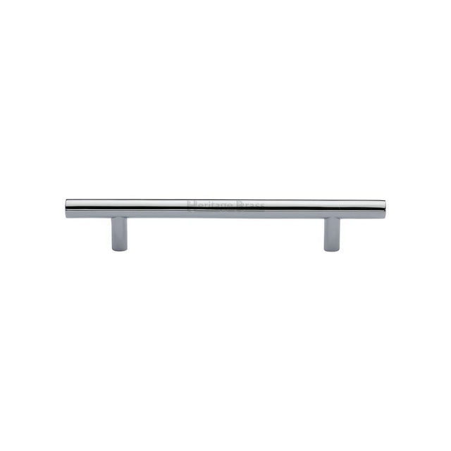 This is an image of a Heritage Brass - Cabinet Pull T-Bar Design 128mm CTC Polished Chrome Finish, c0361-128-pc that is available to order from T.H Wiggans Ironmongery in Kendal.