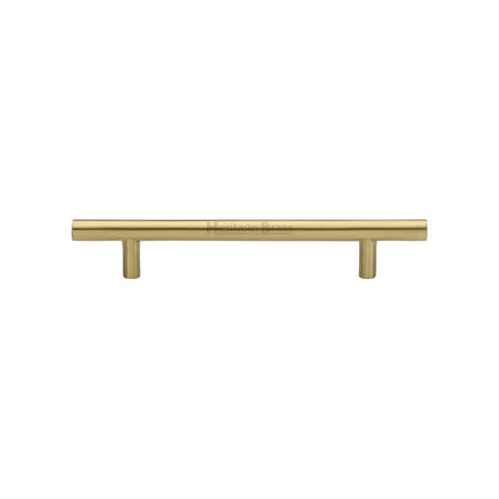 This is an image of a Heritage Brass - Cabinet Pull T-Bar Design 128mm CTC Satin Brass Finish, c0361-128-sb that is available to order from T.H Wiggans Ironmongery in Kendal.