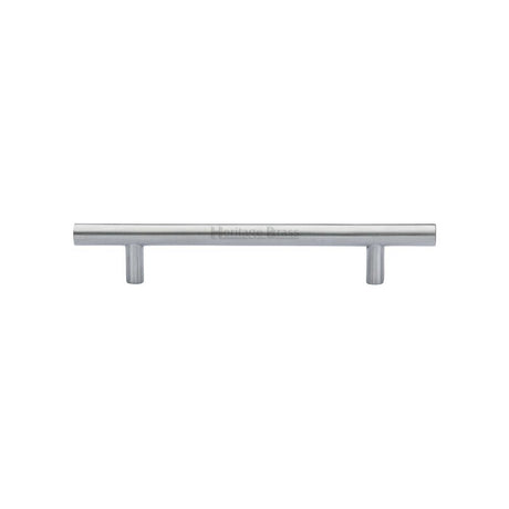 This is an image of a Heritage Brass - Cabinet Pull T-Bar Design 128mm CTC Satin Chrome Finish, c0361-128-sc that is available to order from T.H Wiggans Ironmongery in Kendal.