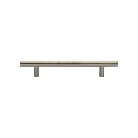 This is an image of a Heritage Brass - Cabinet Pull T-Bar Design 128mm CTC Satin Nickel Finish, c0361-128-sn that is available to order from T.H Wiggans Ironmongery in Kendal.
