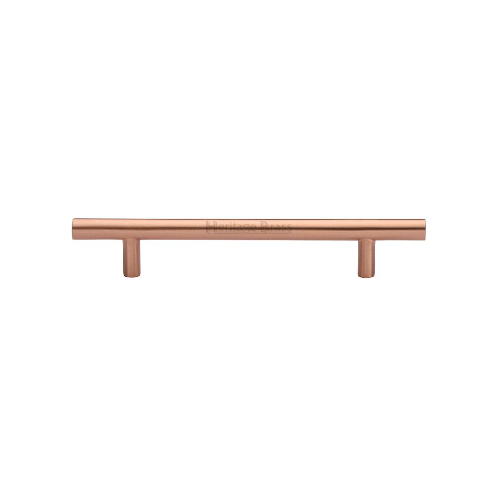 This is an image of a Heritage Brass - Cabinet Pull T-Bar Design 128mm CTC Satin Rose Gold Finish, c0361-128-srg that is available to order from T.H Wiggans Ironmongery in Kendal.