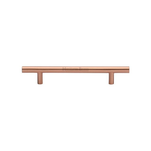 This is an image of a Heritage Brass - Cabinet Pull T-Bar Design 128mm CTC Satin Rose Gold Finish, c0361-128-srg that is available to order from T.H Wiggans Ironmongery in Kendal.