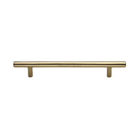 This is an image of a Heritage Brass - Cabinet Pull T-Bar Design 160mm CTC Polished Brass Finish, c0361-160-pb that is available to order from T.H Wiggans Ironmongery in Kendal.