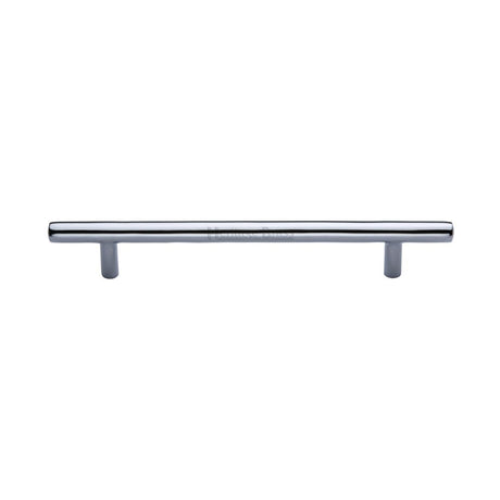 This is an image of a Heritage Brass - Cabinet Pull T-Bar Design 160mm CTC Polished Chrome Finish, c0361-160-pc that is available to order from T.H Wiggans Ironmongery in Kendal.