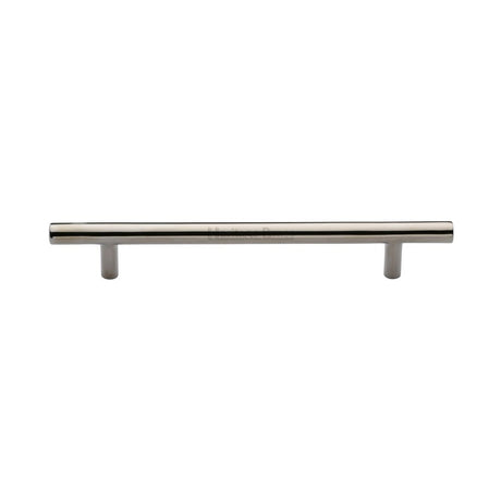 This is an image of a Heritage Brass - Cabinet Pull T-Bar Design 160mm CTC Polished Nickel Finish, c0361-160-pnf that is available to order from T.H Wiggans Ironmongery in Kendal.