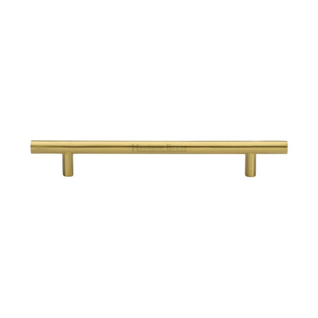 This is an image of a Heritage Brass - Cabinet Pull T-Bar Design 160mm CTC Satin Brass Finish, c0361-160-sb that is available to order from T.H Wiggans Ironmongery in Kendal.