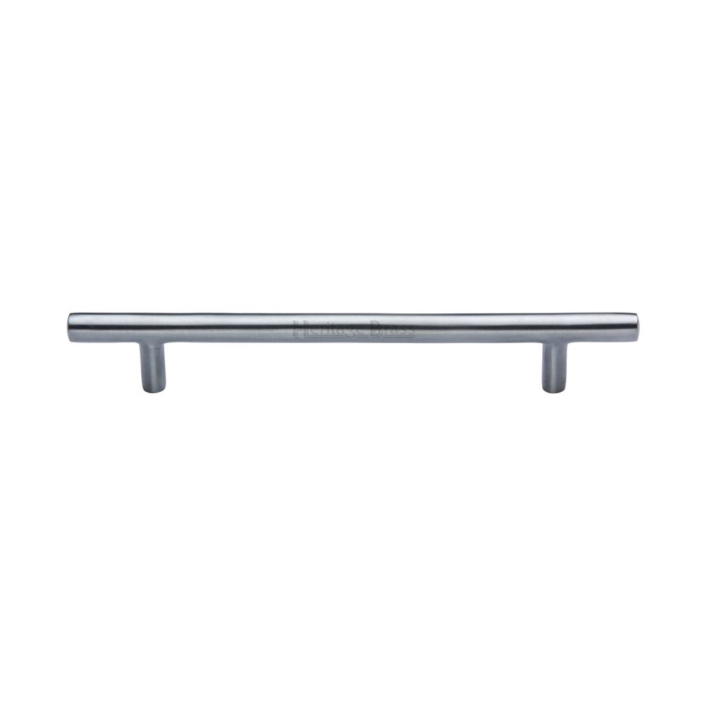This is an image of a Heritage Brass - Cabinet Pull T-Bar Design 160mm CTC Satin Chrome Finish, c0361-160-sc that is available to order from T.H Wiggans Ironmongery in Kendal.