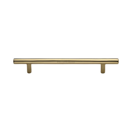 This is an image of a Heritage Brass - Cabinet Pull T-Bar Design 203mm CTC Polished Brass Finish, c0361-203-pb that is available to order from T.H Wiggans Ironmongery in Kendal.