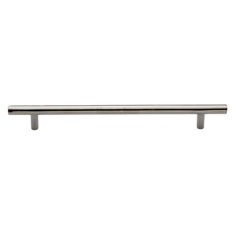 This is an image of a Heritage Brass - Cabinet Pull T-Bar Design 203mm CTC Polished Nickel Finish, c0361-203-pnf that is available to order from T.H Wiggans Ironmongery in Kendal.