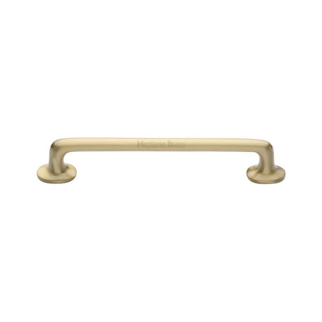 This is an image of a Heritage Brass - Heritage Cabinet Pull Traditional Design 152mm CTC Satin Brass F, c0376-152-sb that is available to order from T.H Wiggans Ironmongery in Kendal.