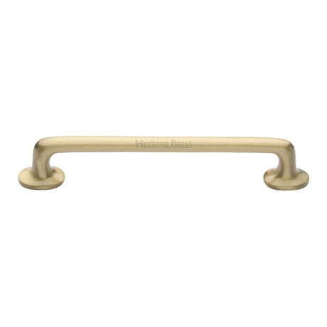 This is an image of a Heritage Brass - Cabinet Pull Traditional Design 203mm CTC Satin Brass Finish, c0376-203-sb that is available to order from T.H Wiggans Ironmongery in Kendal.