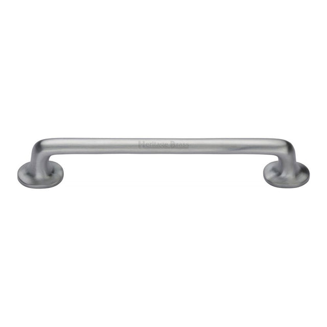 This is an image of a Heritage Brass - Cabinet Pull Traditional Design 203mm CTC Satin Chrome Finish, c0376-203-sc that is available to order from T.H Wiggans Ironmongery in Kendal.