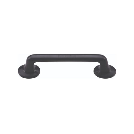 This is an image of a Heritage Brass - Cabinet Pull Traditional Design 96mm CTC Matt Black Finish, c0376-96-bkmt that is available to order from T.H Wiggans Ironmongery in Kendal.