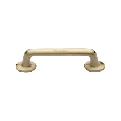 This is an image of a Heritage Brass - Cabinet Pull Traditional Design 96mm CTC Satin Brass Finish, c0376-96-sb that is available to order from T.H Wiggans Ironmongery in Kendal.