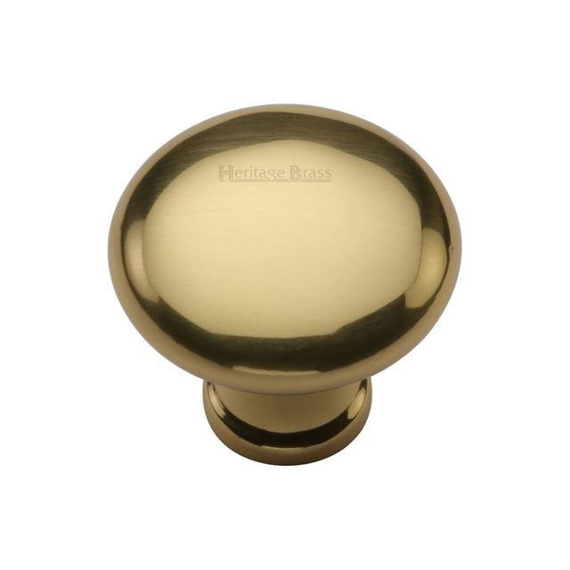This is an image of a Heritage Brass - Cabinet Knob Victorian Round Design 32mm Polished Brass Finish, c113-32-pb that is available to order from T.H Wiggans Ironmongery in Kendal.