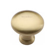 This is an image of a Heritage Brass - Cabinet Knob Victorian Round Design 32mm Satin Brass Finish, c113-32-sb that is available to order from T.H Wiggans Ironmongery in Kendal.