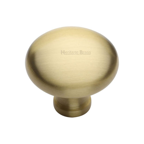 This is an image of a Heritage Brass - Cabinet Knob Victorian Round Design 38mm Satin Brass Finish, c113-38-sb that is available to order from T.H Wiggans Ironmongery in Kendal.