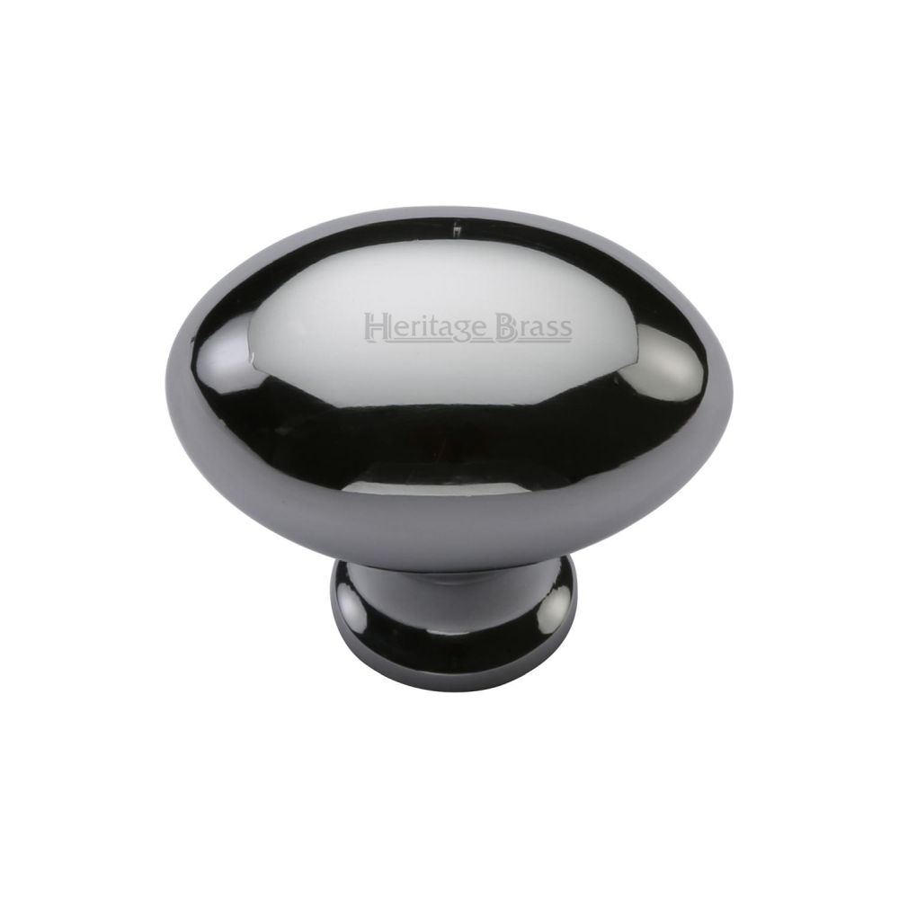 This is an image of a Heritage Brass - Cabinet Knob Victorian Oval Design 32mm Polished Chrome Finish, c114-32-pc that is available to order from T.H Wiggans Ironmongery in Kendal.