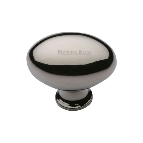 This is an image of a Heritage Brass - Cabinet Knob Victorian Oval Design 32mm Polished Nickel Finish, c114-32-pnf that is available to order from T.H Wiggans Ironmongery in Kendal.