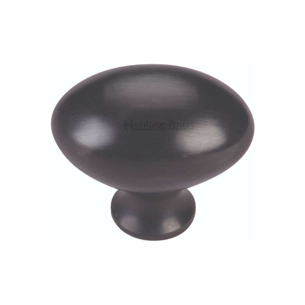 This is an image of a Heritage Brass - Cabinet Knob Victorian Oval Design 38mm Matt Black Finish, c114-38-bkmt that is available to order from T.H Wiggans Ironmongery in Kendal.