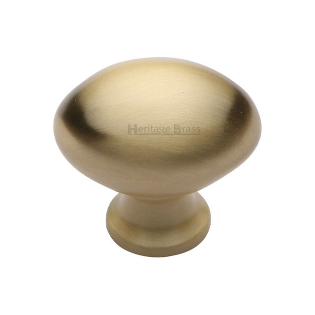 This is an image of a Heritage Brass - Cabinet Knob Victorian Oval Design 38mm Satin Brass Finish, c114-38-sb that is available to order from T.H Wiggans Ironmongery in Kendal.