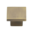 This is an image of a Heritage Brass - Cabinet Knob Classic Square Design 32mm Antique Brass Finish, c1254-32-at that is available to order from T.H Wiggans Ironmongery in Kendal.