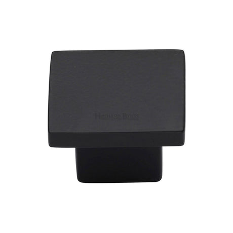 This is an image of a Heritage Brass - Cabinet Knob Classic Square Design 32mm Matt Black Finish, c1254-32-bkmt that is available to order from T.H Wiggans Ironmongery in Kendal.