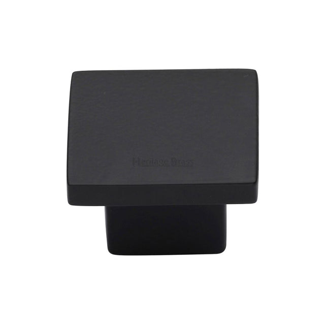 This is an image of a Heritage Brass - Cabinet Knob Classic Square Design 32mm Matt Black Finish, c1254-32-bkmt that is available to order from T.H Wiggans Ironmongery in Kendal.