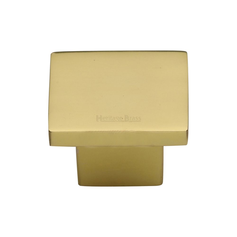 This is an image of a Heritage Brass - Cabinet Knob Classic Square Design 32mm Polished Brass Finish, c1254-32-pb that is available to order from T.H Wiggans Ironmongery in Kendal.