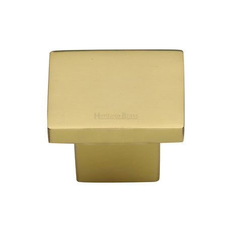 This is an image of a Heritage Brass - Cabinet Knob Classic Square Design 32mm Polished Brass Finish, c1254-32-pb that is available to order from T.H Wiggans Ironmongery in Kendal.