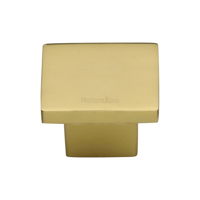 This is an image of a Heritage Brass - Cabinet Knob Classic Square Design 32mm Polished Brass Finish, c1254-32-pb that is available to order from T.H Wiggans Ironmongery in Kendal.