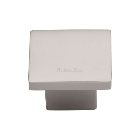 This is an image of a Heritage Brass - Cabinet Knob Classic Square Design 32mm Polished Nickel Finish, c1254-32-pnf that is available to order from T.H Wiggans Ironmongery in Kendal.