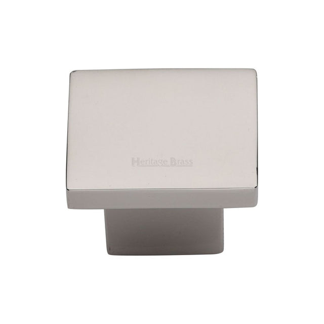 This is an image of a Heritage Brass - Cabinet Knob Classic Square Design 32mm Polished Nickel Finish, c1254-32-pnf that is available to order from T.H Wiggans Ironmongery in Kendal.