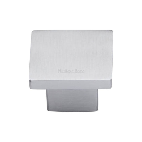 This is an image of a Heritage Brass - Cabinet Knob Classic Square Design 32mm Satin Chrome Finish, c1254-32-sc that is available to order from T.H Wiggans Ironmongery in Kendal.